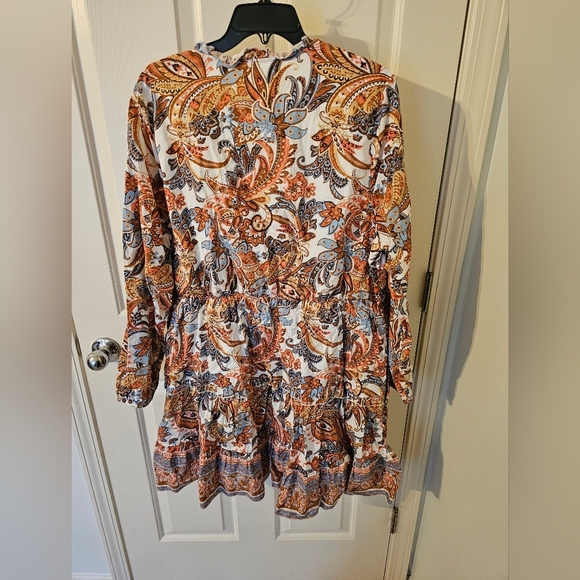 Soft Surroundings Sadie Short Dress Coral Paisley - size estimate M/L - Picture 6 of 8